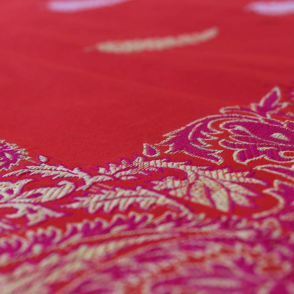 Red - Handloom Pure Katan Silk Kaduwa Zari Buti Banarasi Saree 02