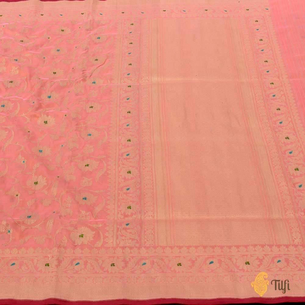 Baby Pink-Peach Pure Katan Silk Banarasi Handloom Saree
