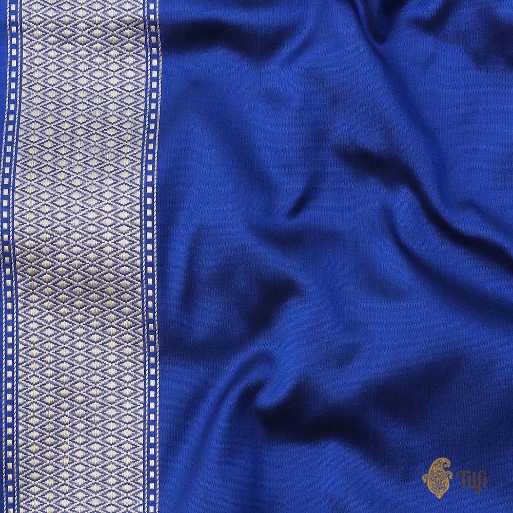 &#39;Malhar&#39; Midnight Blue Pure Katan Silk Shikaargah Banarasi Handloom Saree