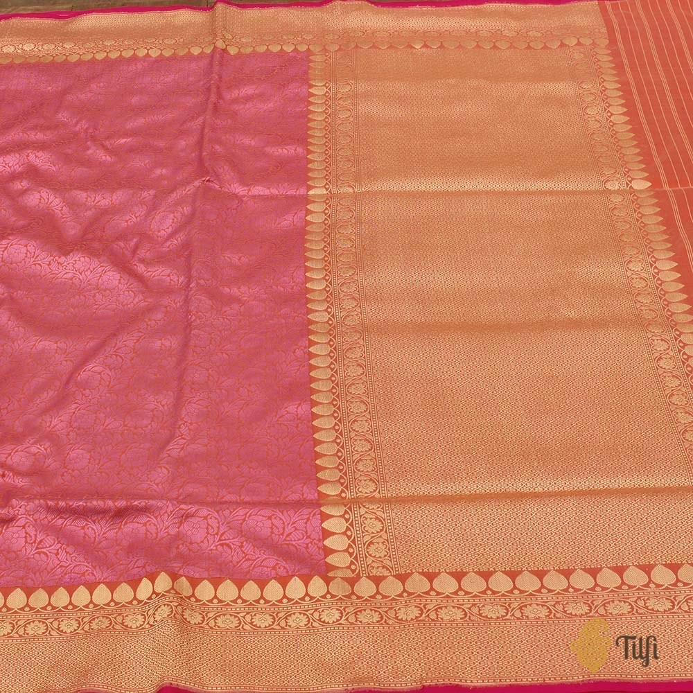 Soft Pink-Peach Pure Katan Silk Banarasi Handloom Saree