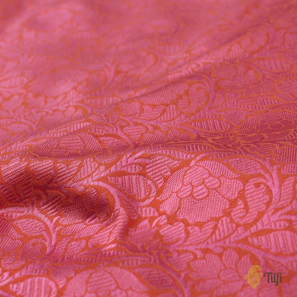 Soft Pink-Peach Pure Katan Silk Banarasi Handloom Saree