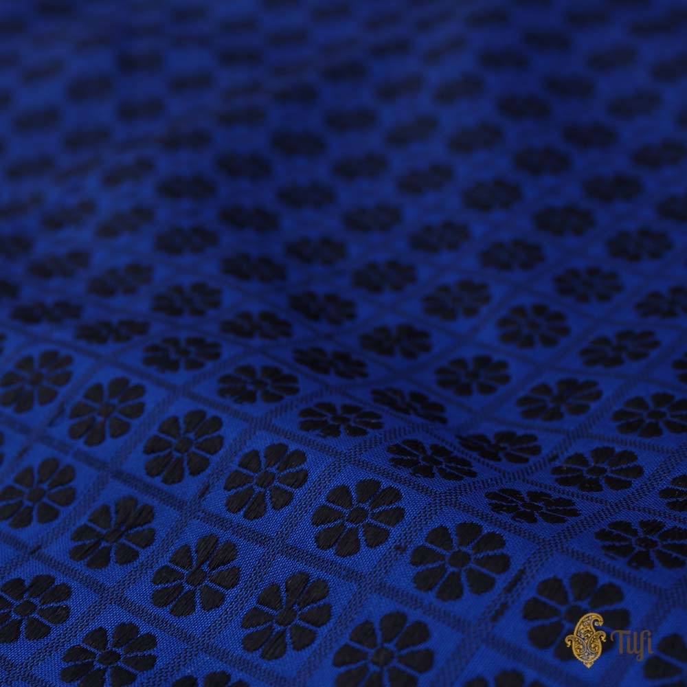 Midnight Blue-Black Pure Katan Silk Banarasi Handloom Saree