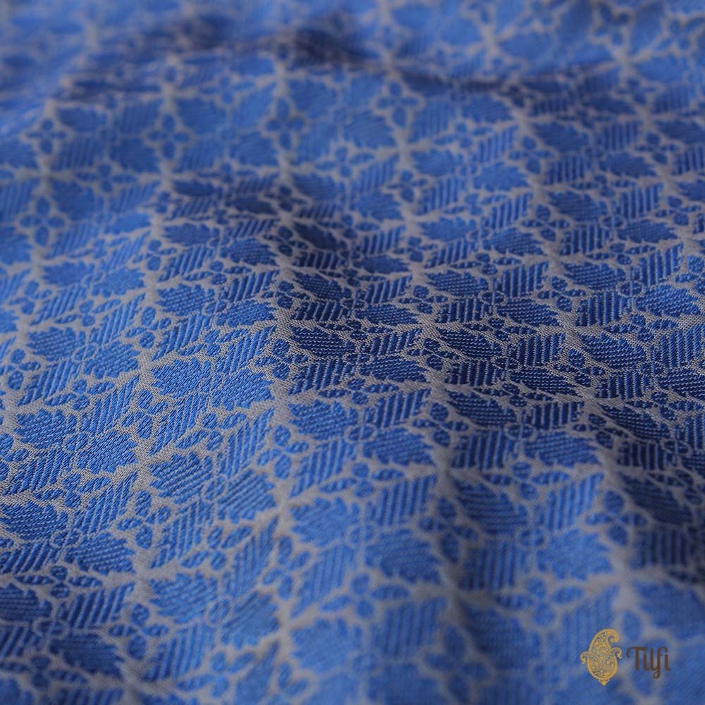 Denim Blue Pure Katan Silk Banarasi Handloom Saree