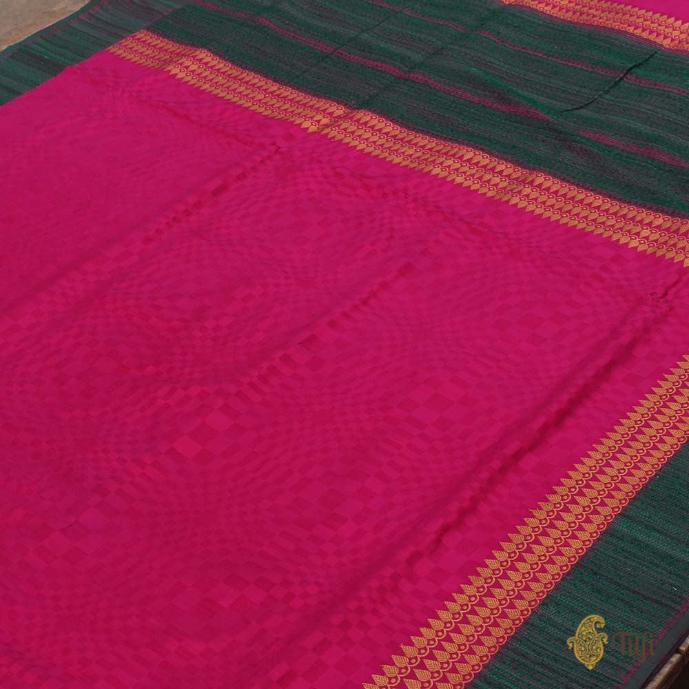 Indian Pink Pure Silk Georgette Banarasi Handloom Saree