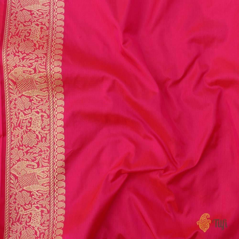 Pink-Orange Pure Katan Silk Banarasi Shikaargah Handloom Saree