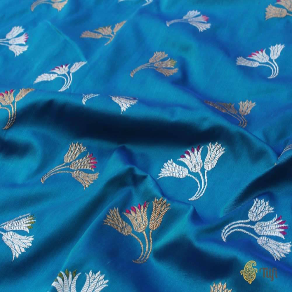 Royal Blue-Peacock Blue Pure Katan Silk Banarasi Handloom Saree