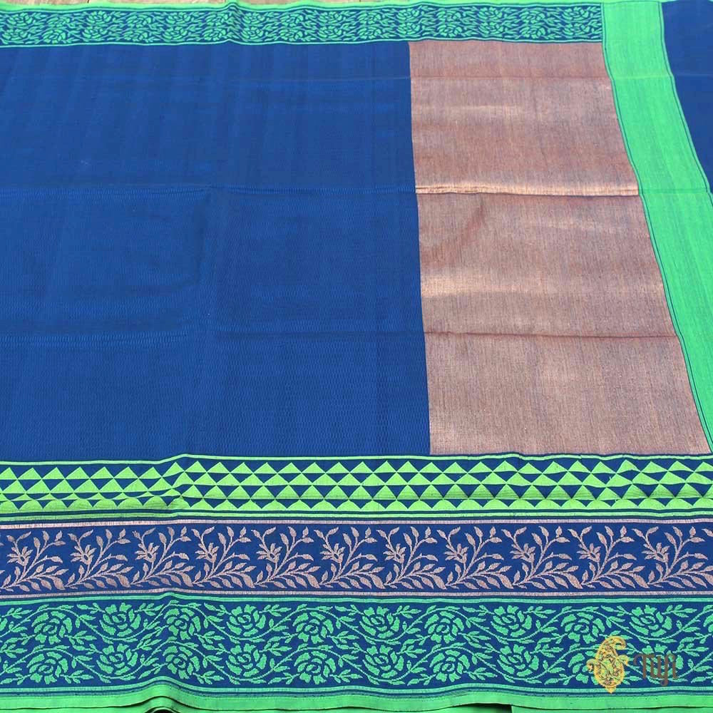 Royal Blue Pure Silk Georgette Banarasi Handloom Saree