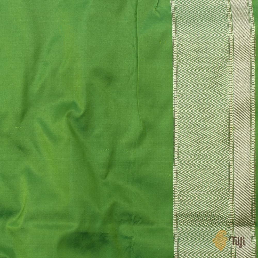 Parrot Green Pure Katan Silk Banarasi Handloom Saree