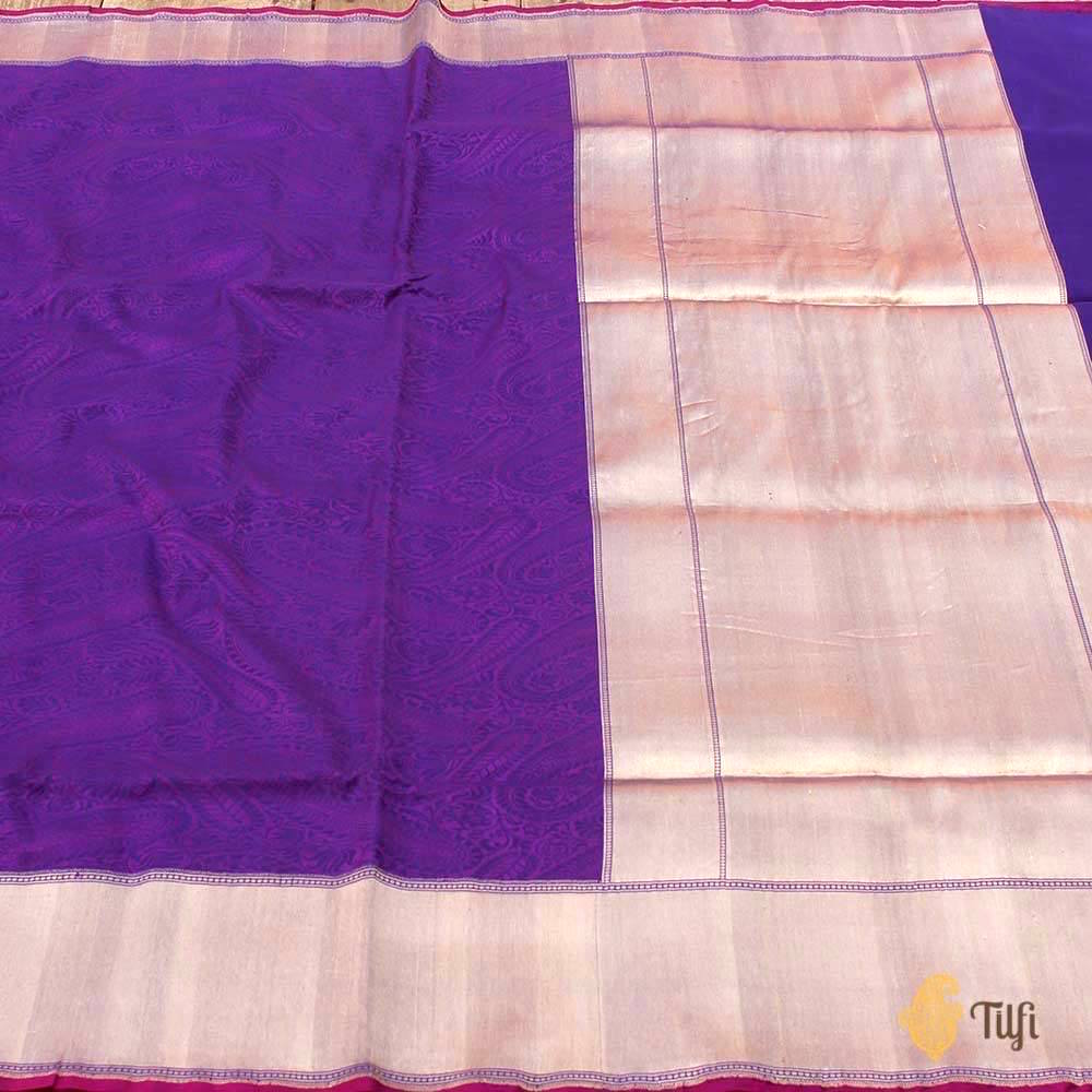 Purple-Blue Pure Katan Silk Banarasi Handloom Saree