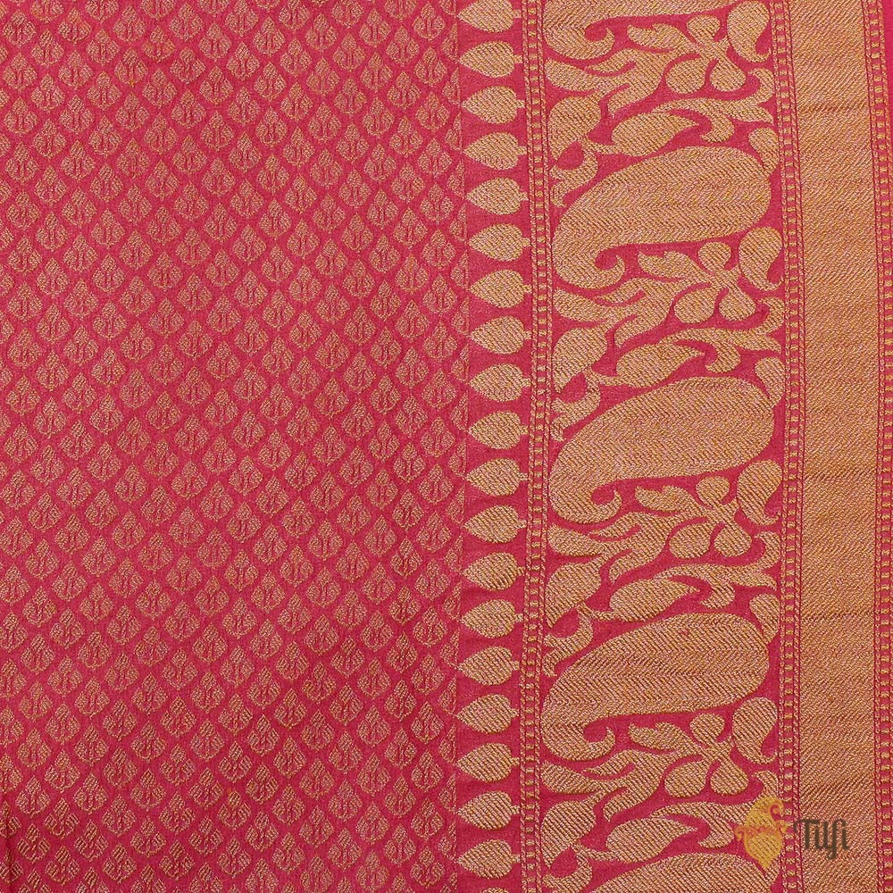 Pink Pure Chiffon Georgette Banarasi Handloom Saree