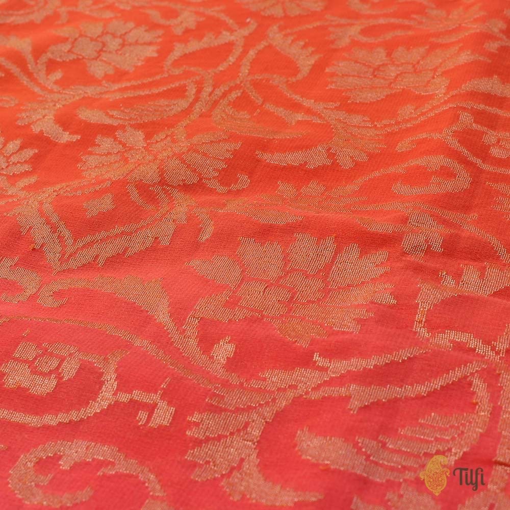 Pink-Orange Ombr√© Pure Chiffon Georgette Banarasi Handloom Saree