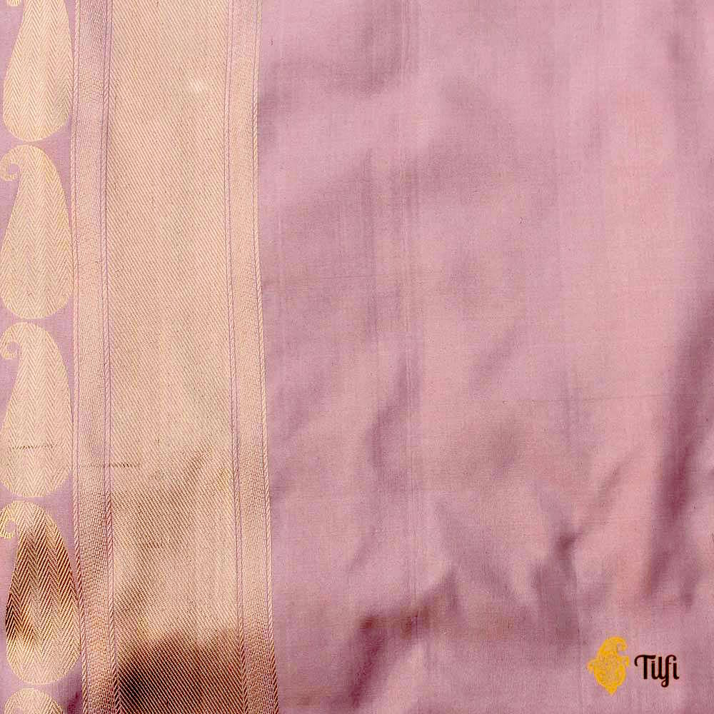 Off-White-Nude Pink Pure Katan Silk Banarasi Handloom Saree