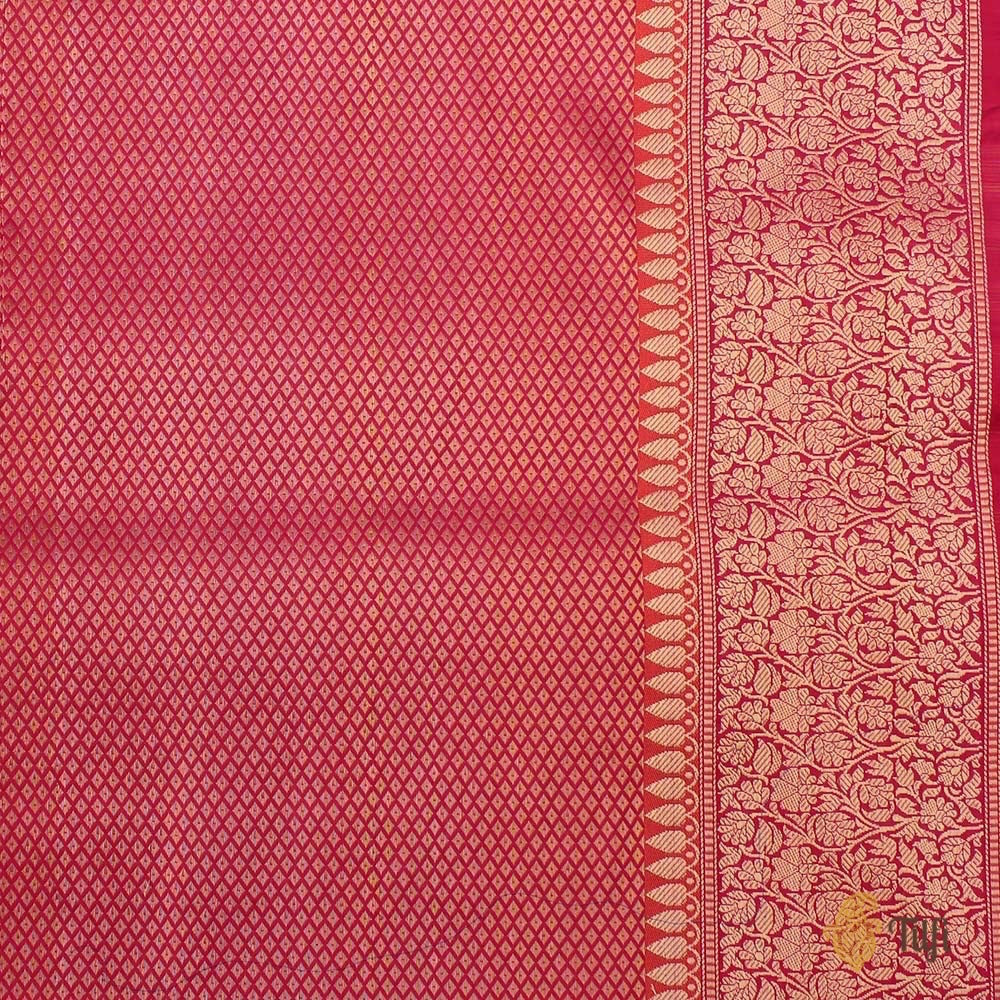 Red Pure Katan Silk Banarasi Zari Vasket Handloom Saree
