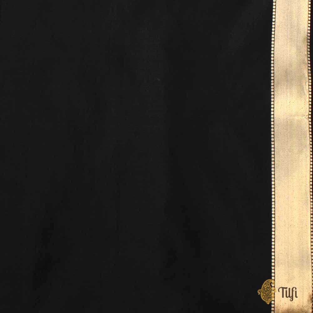Black Pure Silk Georgette Banarasi Handloom Saree