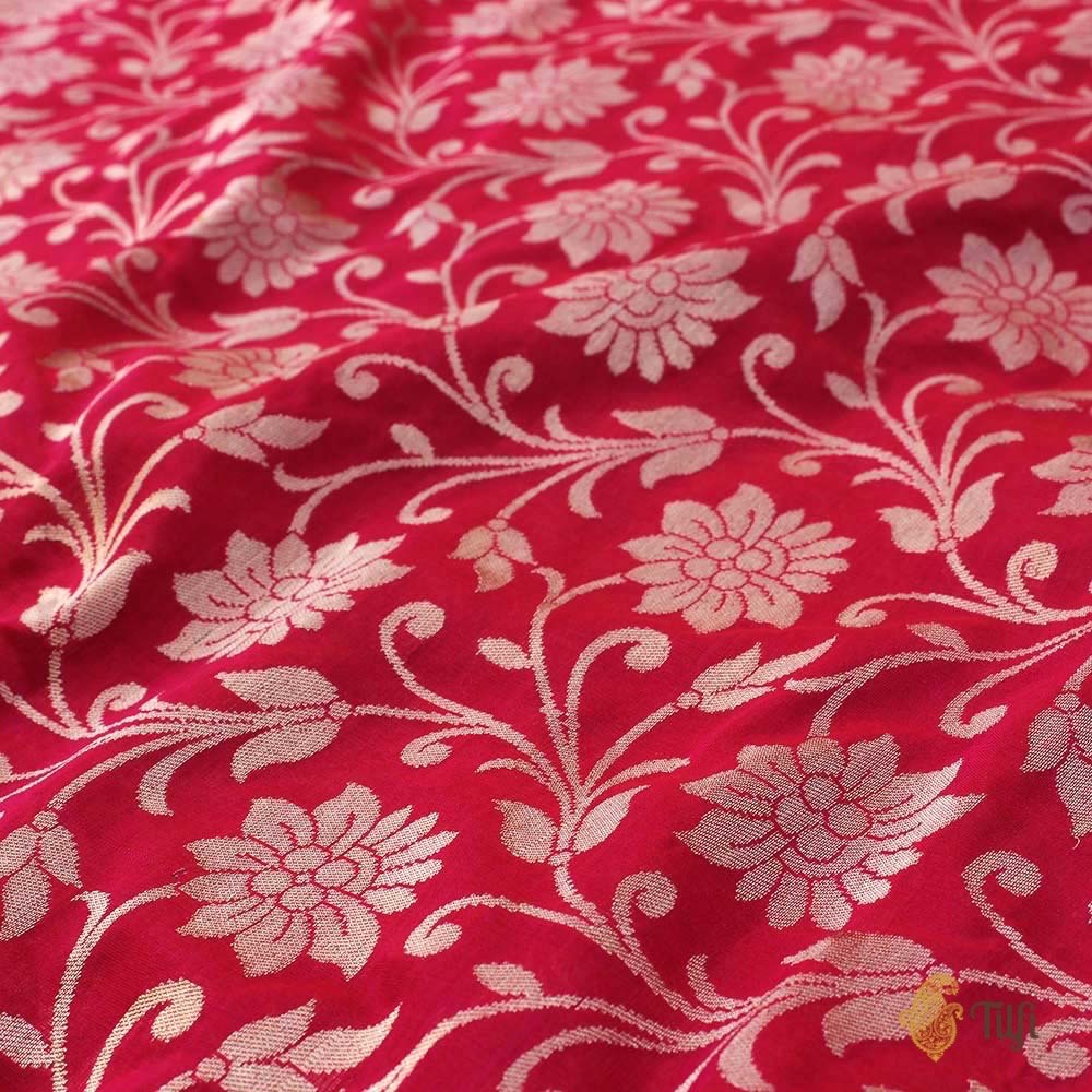 Red-Rani Pink Pure Silk Georgette Banarasi Handloom Saree