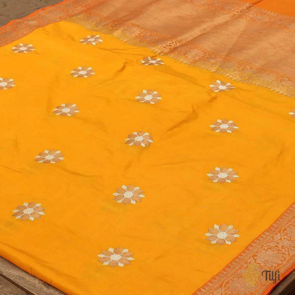 Sunrise Yellow Pure Katan Silk Banarasi Handloom Saree