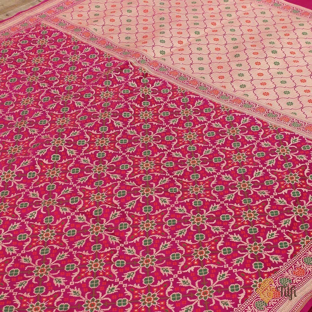 Pink Pure Katan Silk Banarasi Handloom Patola Saree
