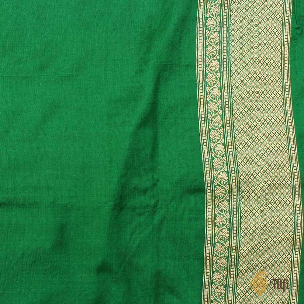 Rani Pink-Green Pure Katan Silk Banarasi Patola Handloom Saree