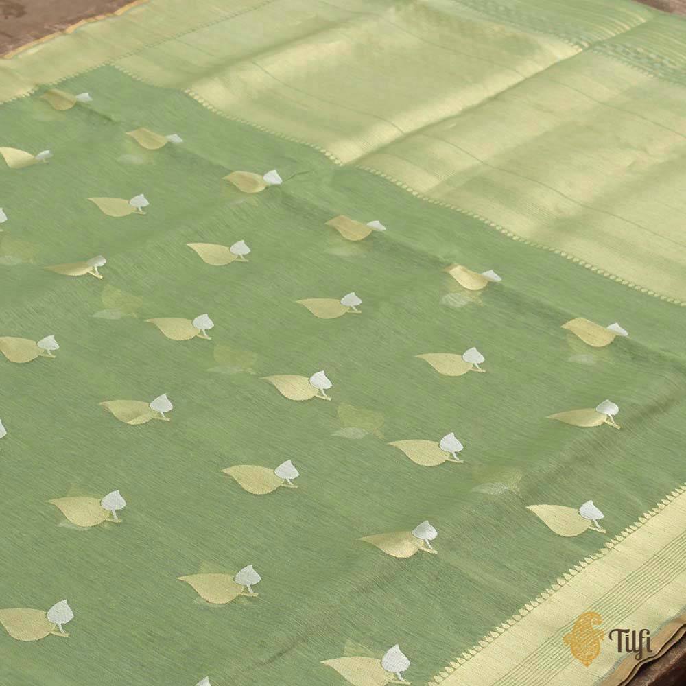 Sage Green Pure Cotton Banarasi Handloom Saree