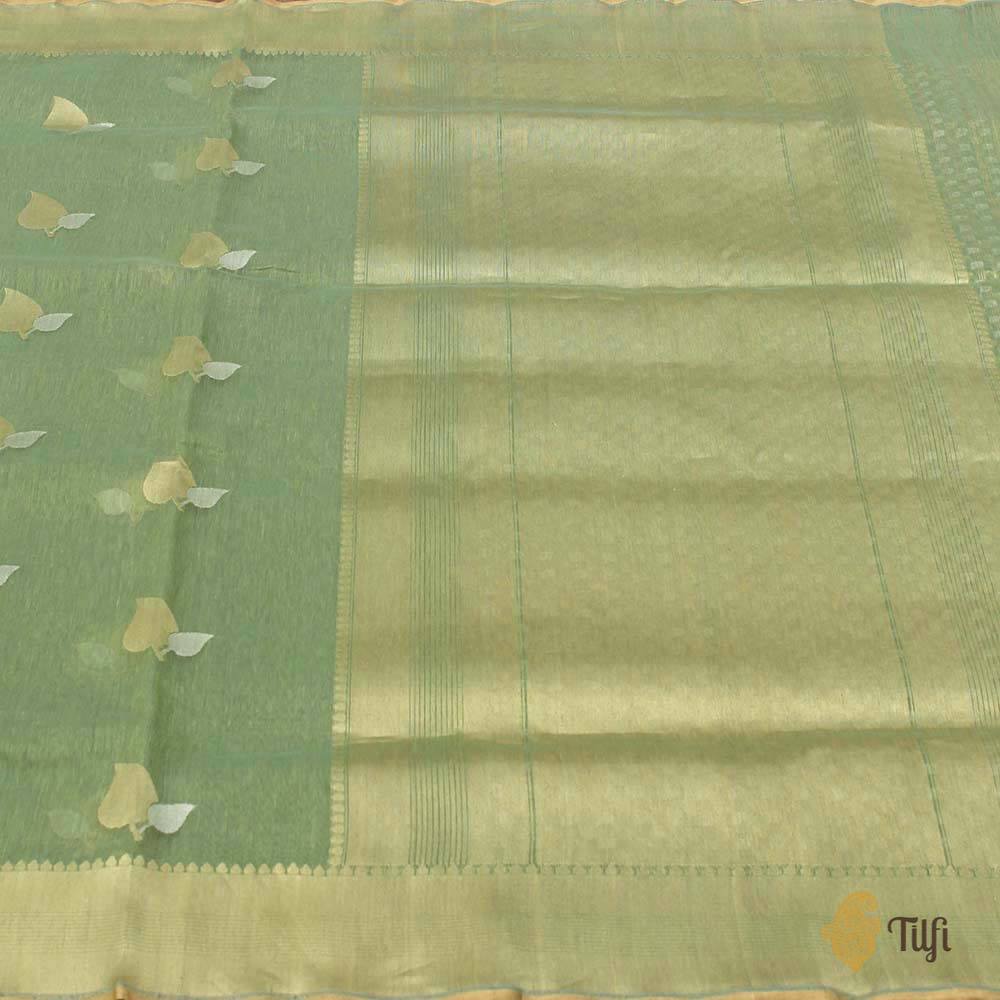 Sage Green Pure Cotton Banarasi Handloom Saree