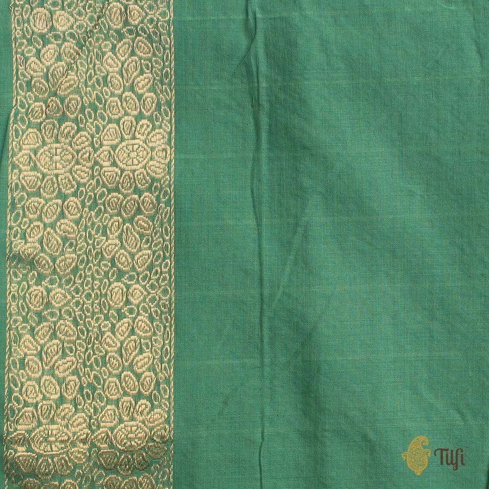 Aqua Green Pure Cotton Banarasi Kadiyal Handloom Saree