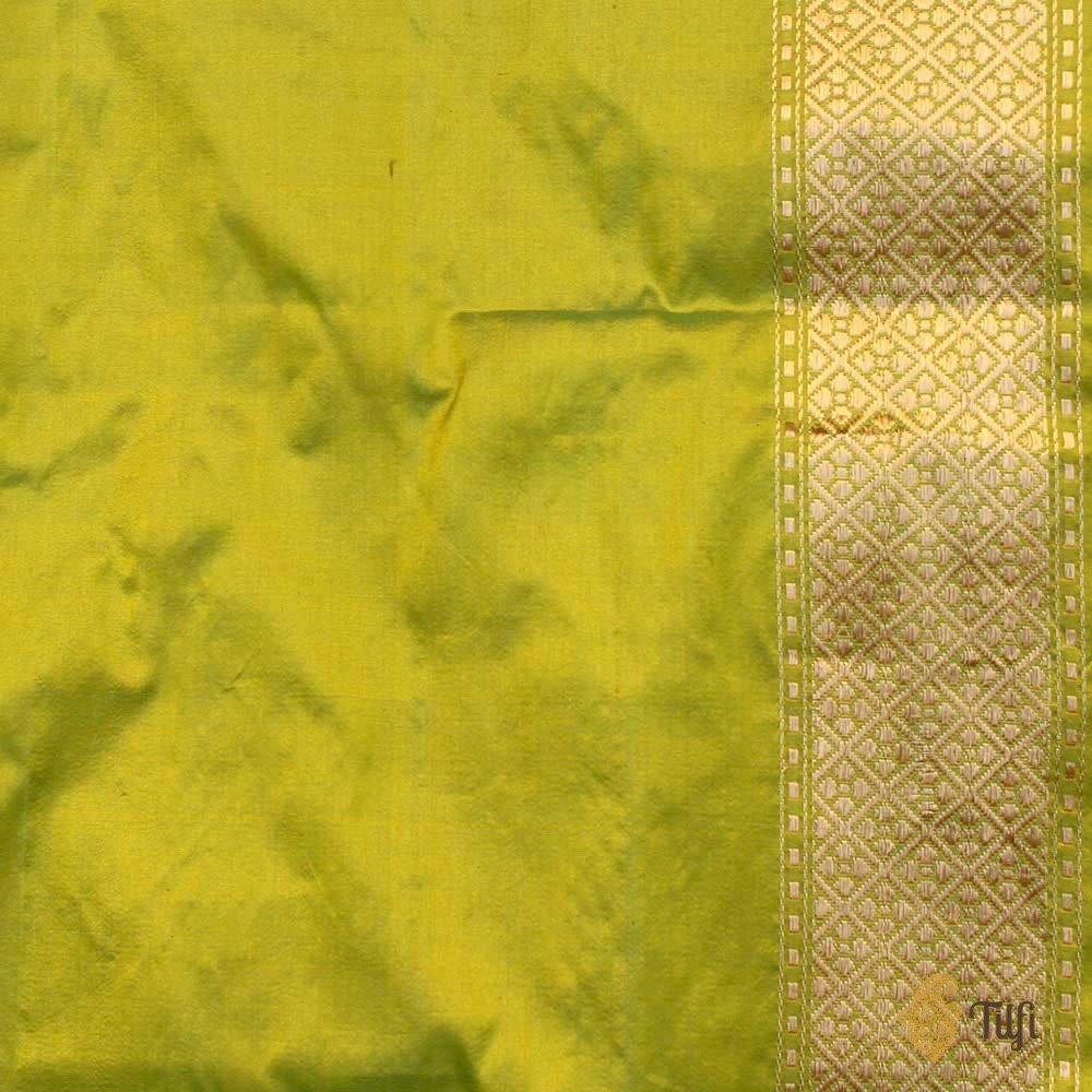 Ferozi-Yellow Pure Katan Silk Banarasi Handloom Saree
