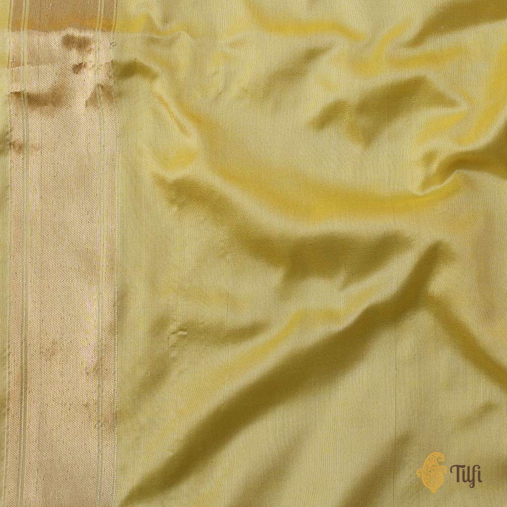 Yellow-Ivory Pure Katan Silk Banarasi Handloom Saree
