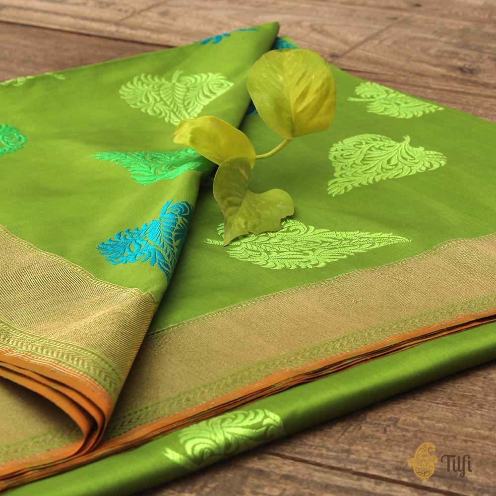 Green Pure Katan Silk Banarasi Handloom Saree