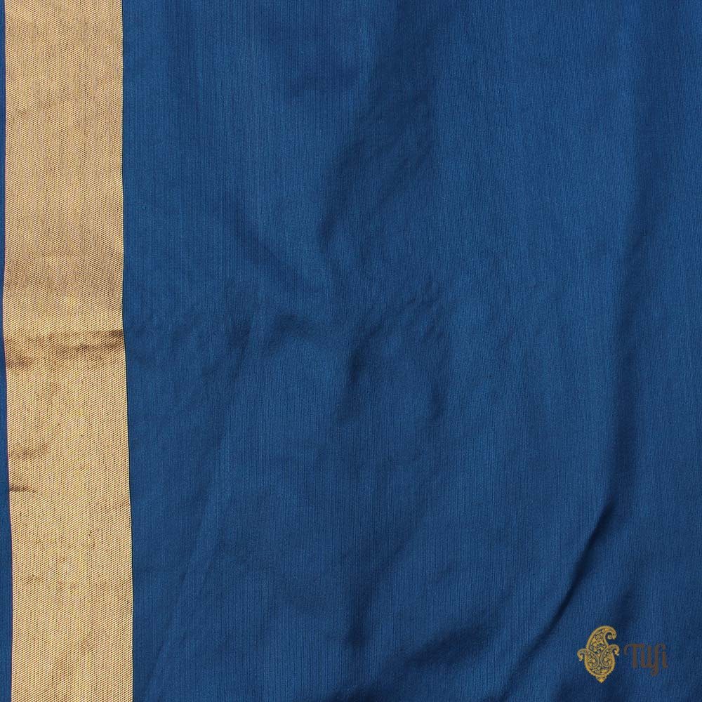 Egyptian Blue Pure Katan Silk Banarasi Handloom Saree