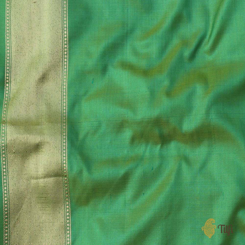 Lemon-Turquoise Green Pure Katan Silk Banarasi Handloom Saree