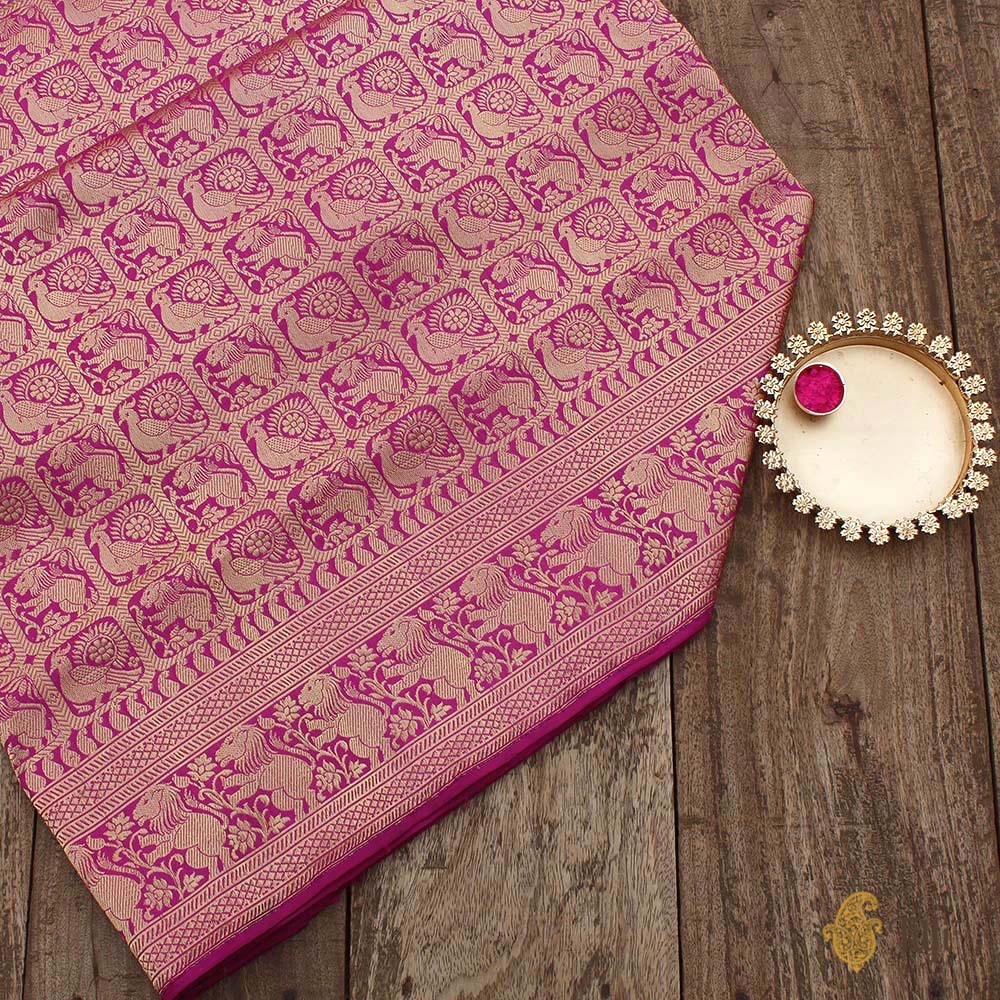 Fuchsia Pink Pure Katan Silk Banarasi Handloom Saree