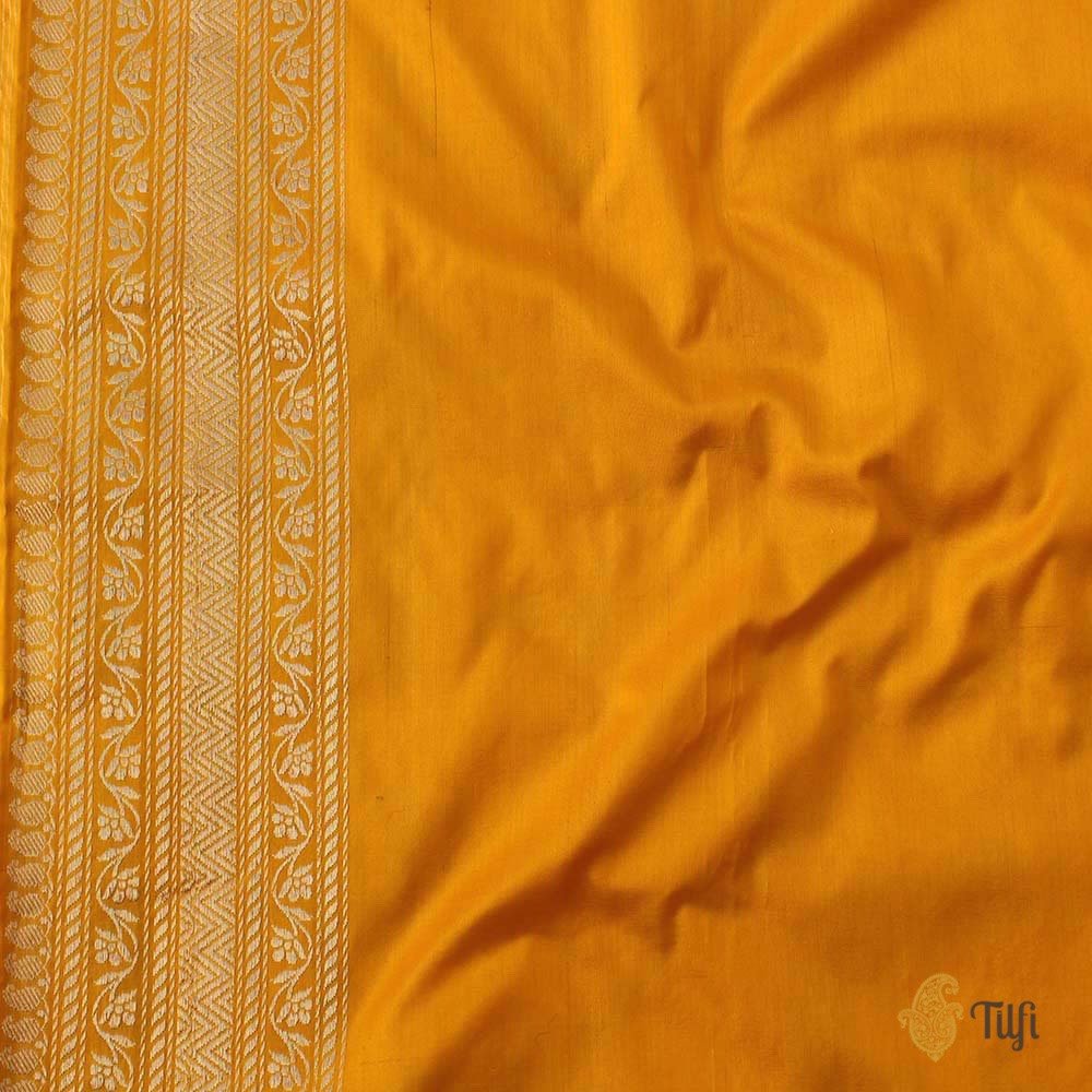 Yellow Pure Katan Silk Banarasi Handloom Kadwa Saree