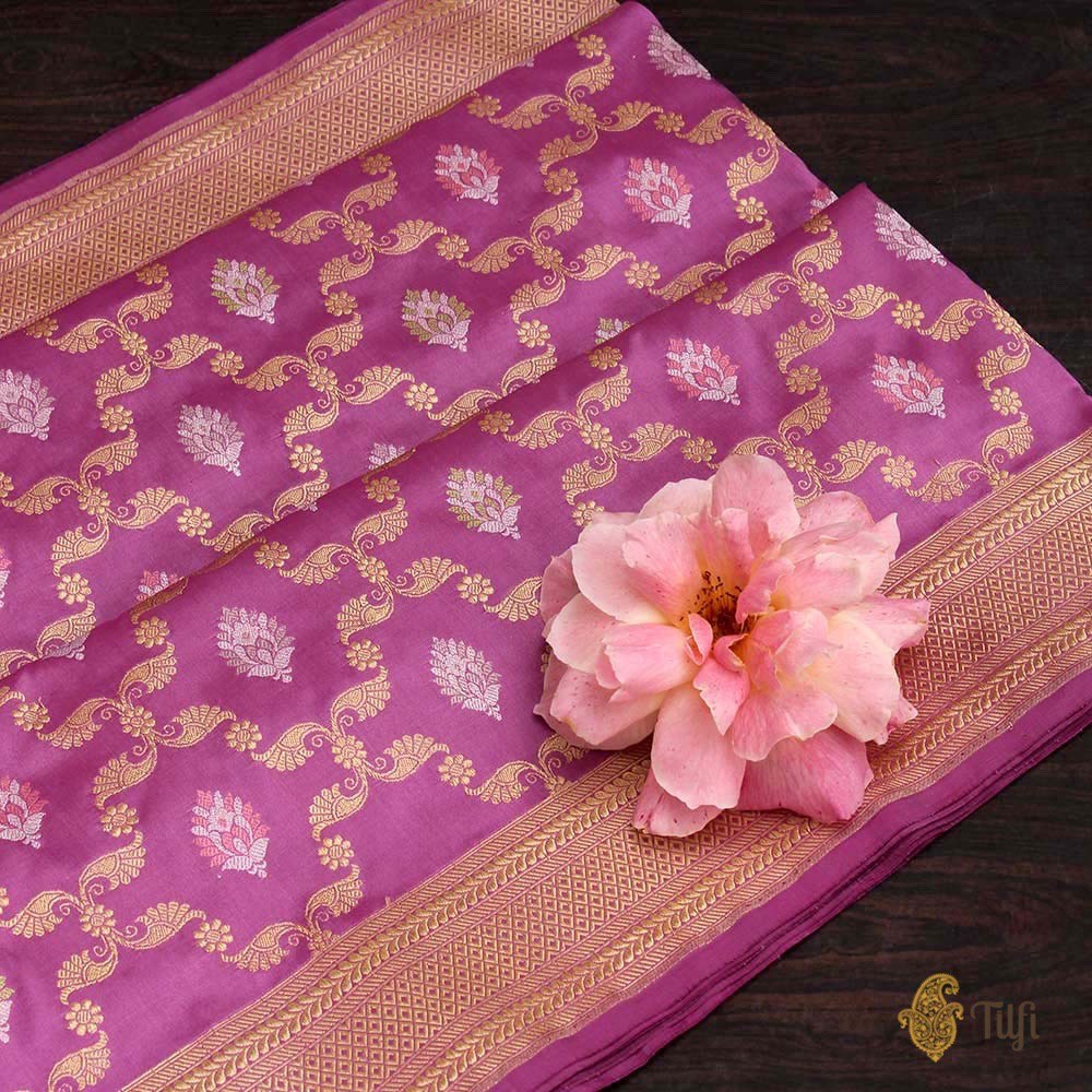 Orchid Purple Pure Katan Silk Banarasi Handloom Saree