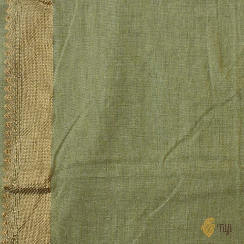 Pista Green Pure Cotton Banarasi Handloom Saree