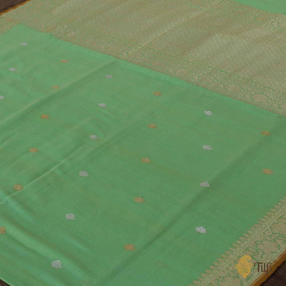 Green Pure Cotton Banarasi Handloom Saree
