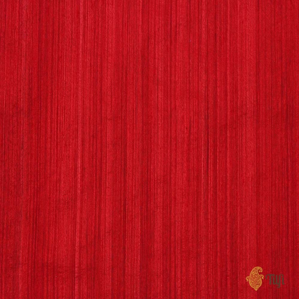 Black-Red Pure Dupion Silk Banarasi Handloom Saree