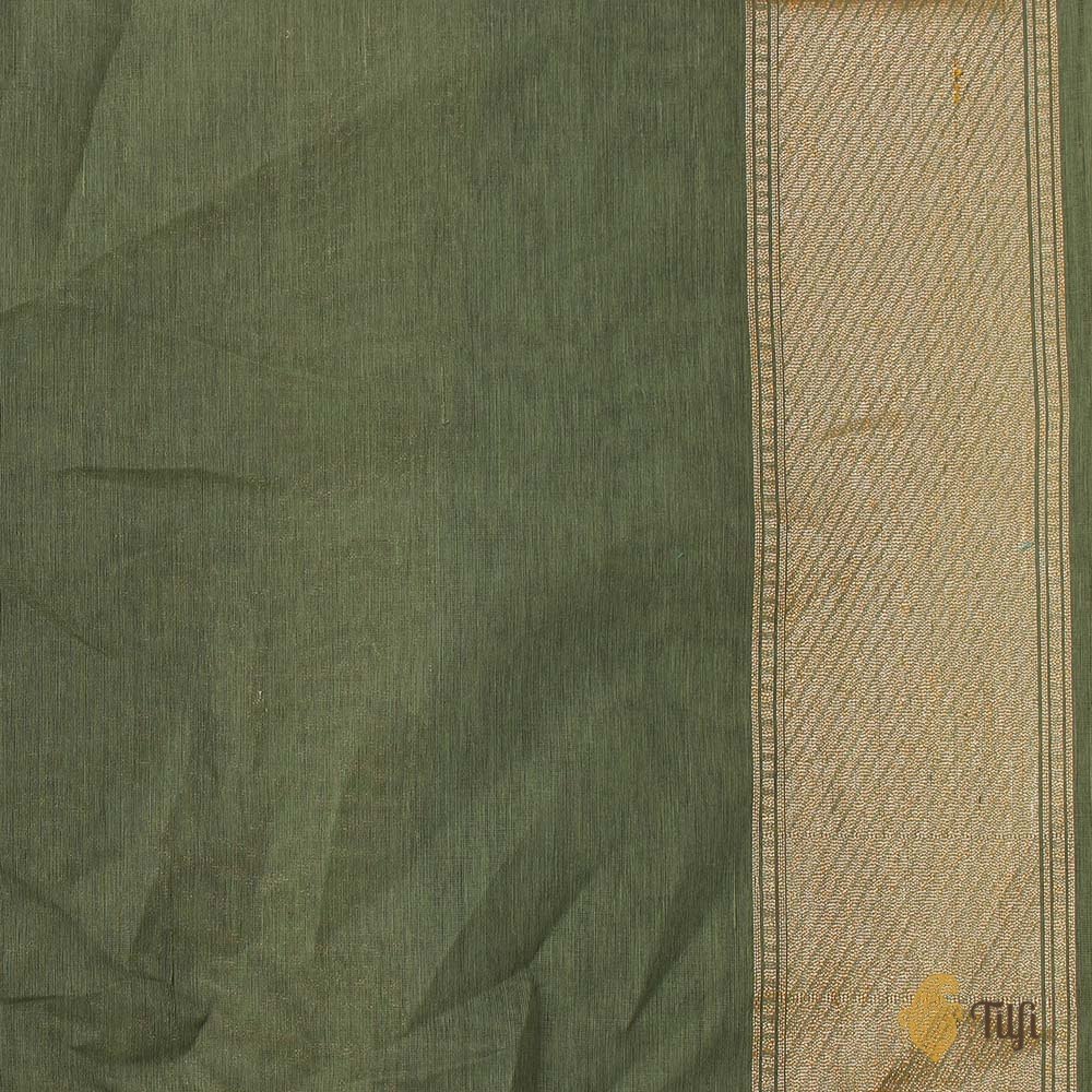Sage Green Pure Silk by Cotton Banarasi Handloom Saree