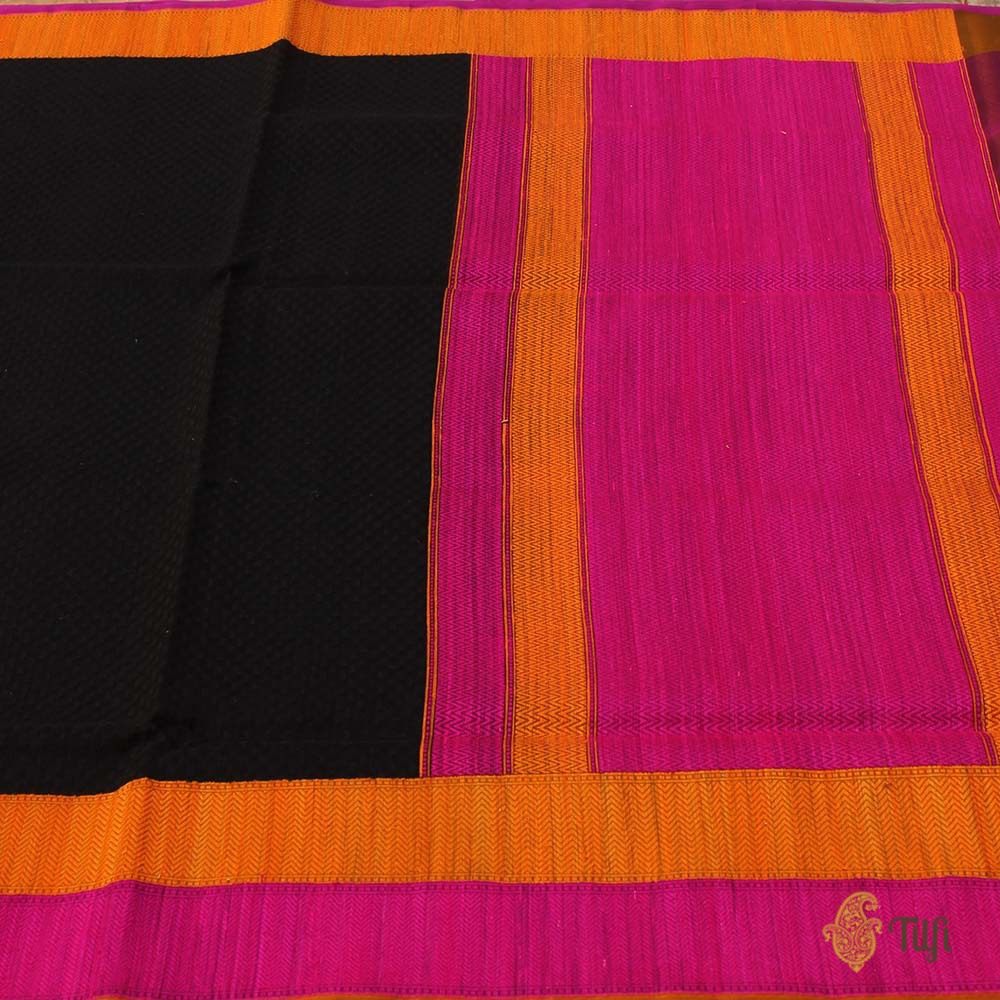 Black Pure Kora Silk Banarasi Handloom Saree