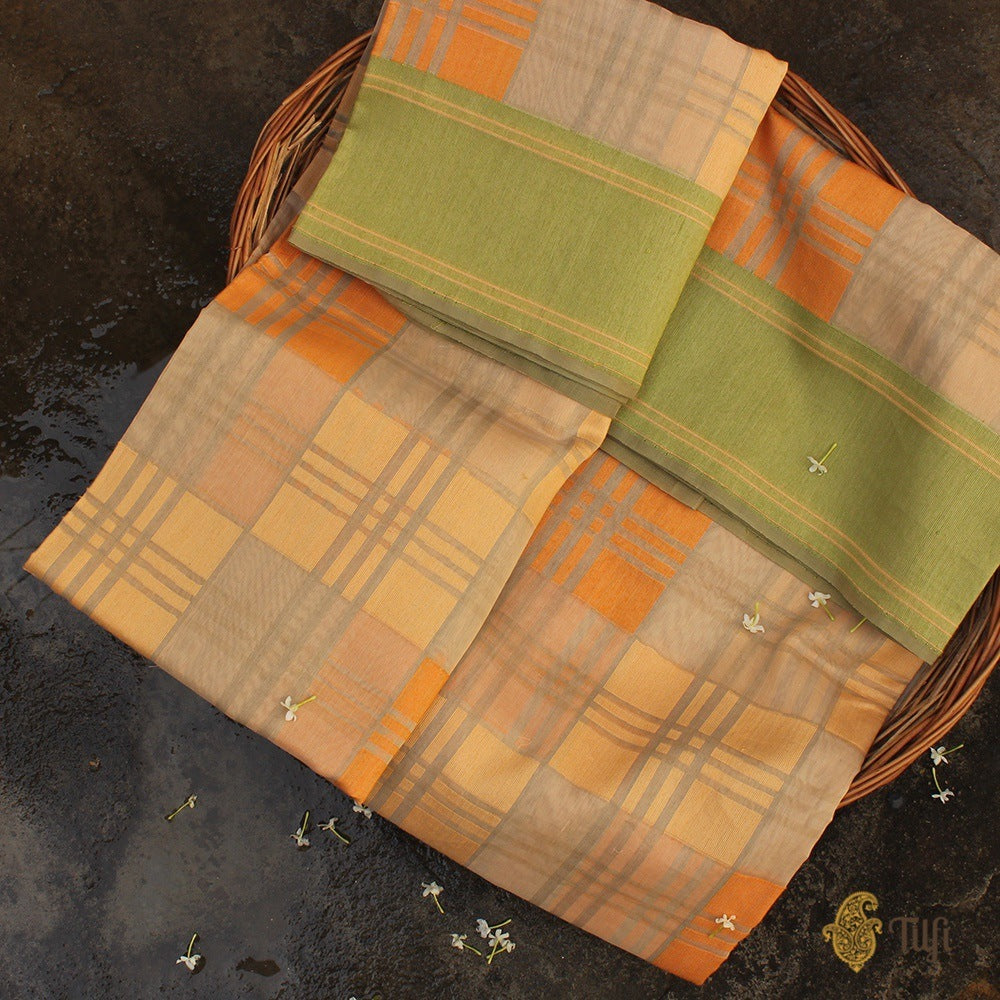 Multicoloured Pure Kora Silk by Cotton Banarasi Handloom Saree