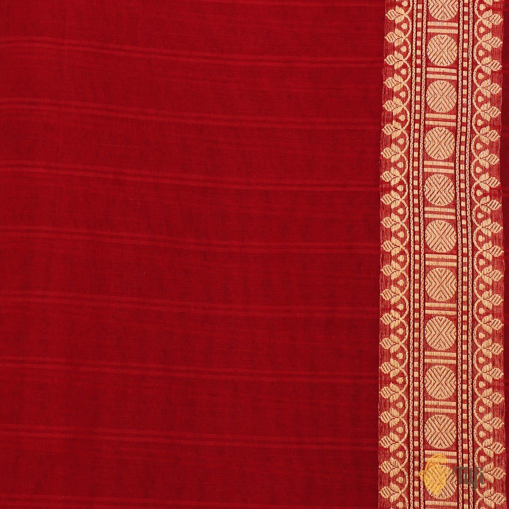 Navy Blue-Red Pure Kora Silk Banarasi Handloom Saree