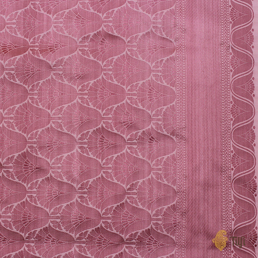 Soft Pink Pure Soft Satin Silk Banarasi Handloom Saree