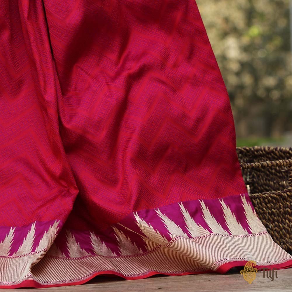 Magenta-Red Pure Katan Silk Banarasi Handloom Saree