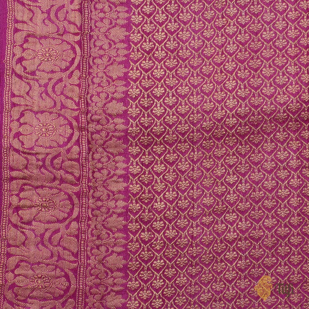 Purple Ombr√© Pure Tussar Georgette Silk Banarasi Handloom Saree