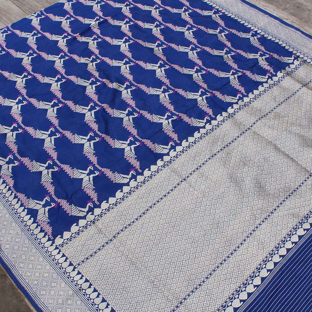 Navy Blue Pure Katan Silk Banarasi Handloom Saree