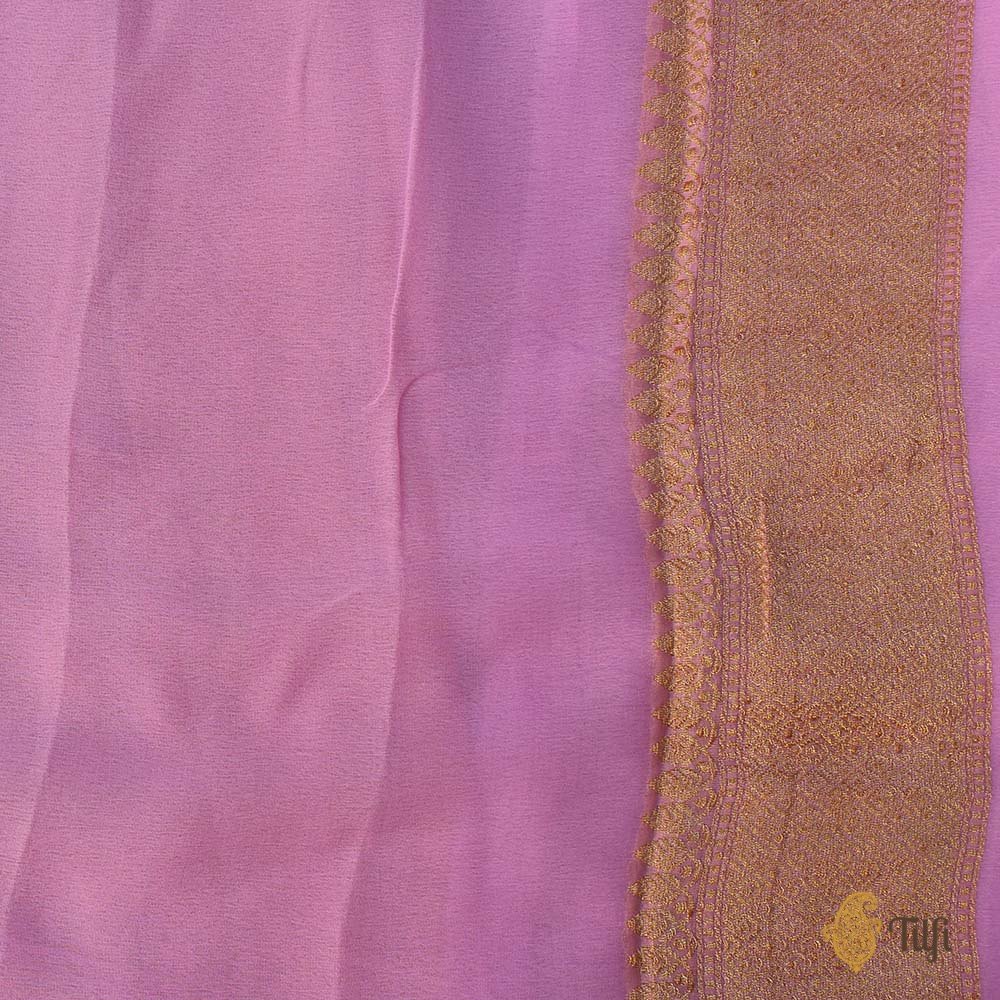 Yellow-Pink Ombr√© Pure Georgette Banarasi Handloom Saree