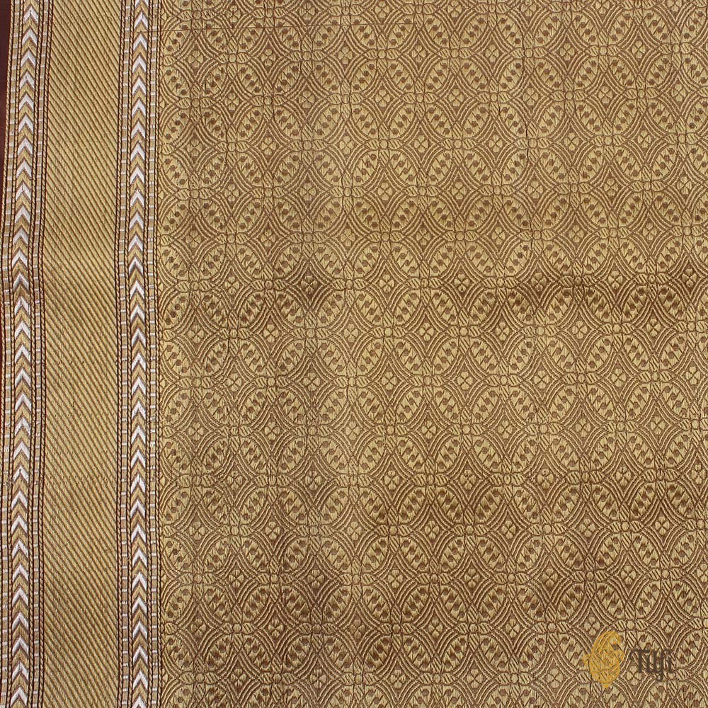 Rosy Brown Pure Kora Silk Handwoven Kadwa Banarasi Saree