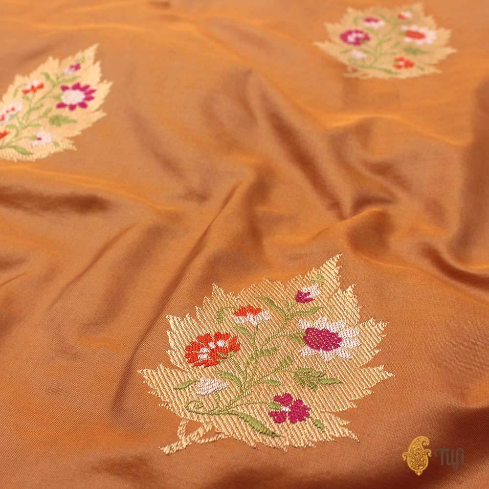 Golden Brown Pure Katan Silk Banarasi Handloom Saree