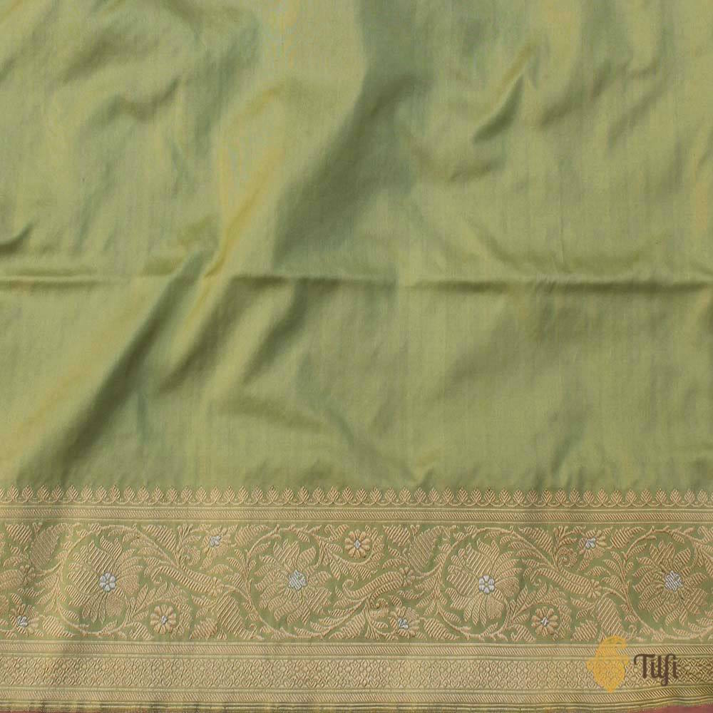 Light Pista Green Pure Katan Silk Banarasi Handloom Saree