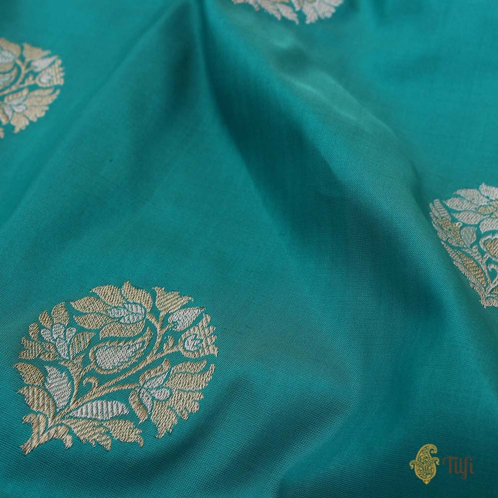 Turquoise Blue Pure Katan Silk Banarasi Handloom Saree