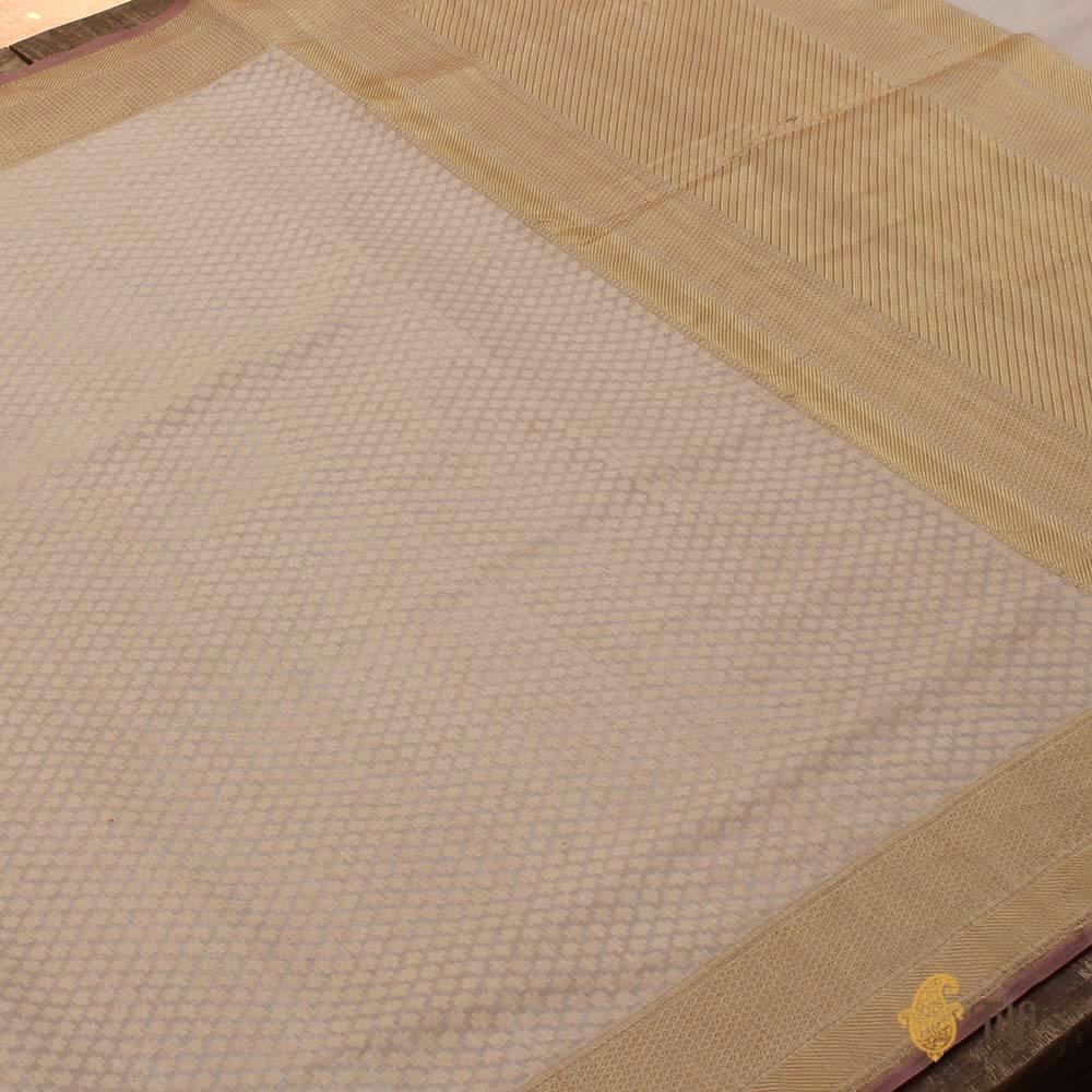 Off-White Pure Cotton Handwoven Banarasi Saree